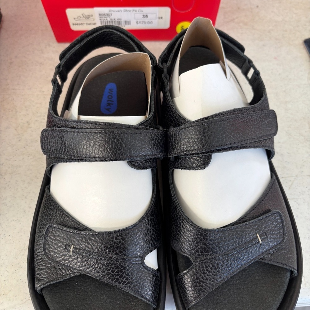 Wolky Infinity Leather Comfort Sandals | Black | Size 39 / 8.5 | NWT​​